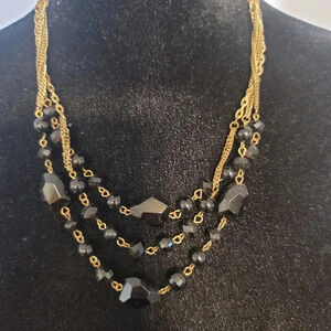 3 strand black and gold necklace